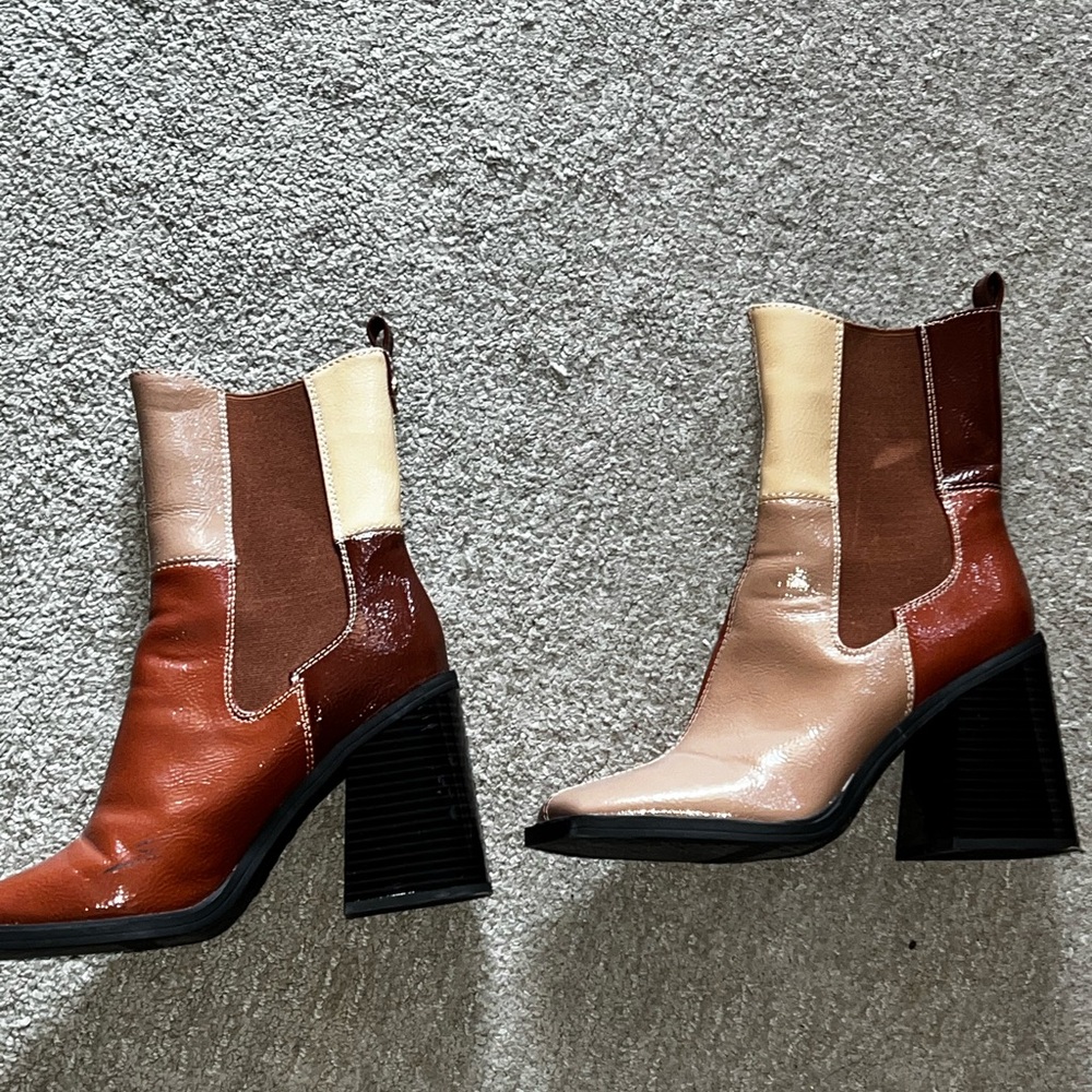 Brown Patchwork Boots - image 1